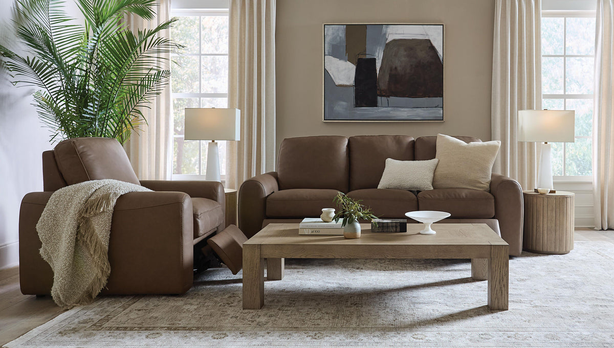 Bassett Club Level Sonny Power Leather Motion Sofa