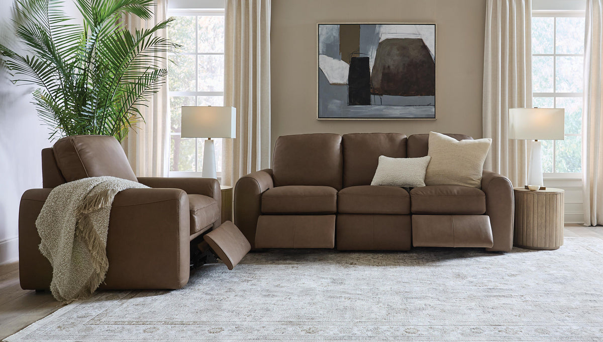 Bassett Club Level Sonny Power Leather Motion Sofa