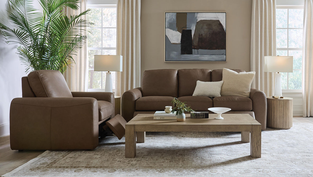 Bassett Club Level Sonny Power Leather Motion Sofa