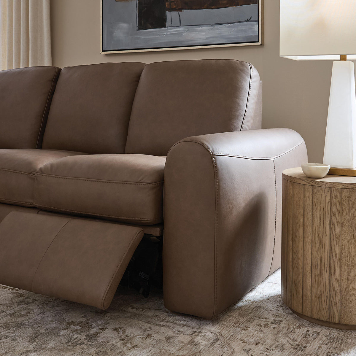 Bassett Club Level Sonny Power Leather Motion Sofa