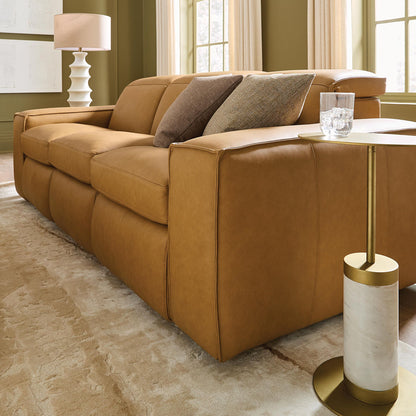 Bassett Club Level Wesley Power Leather Motion Sofa