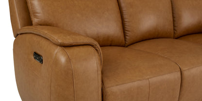 Bassett Club Level Marion Power Leather Motion Sofa