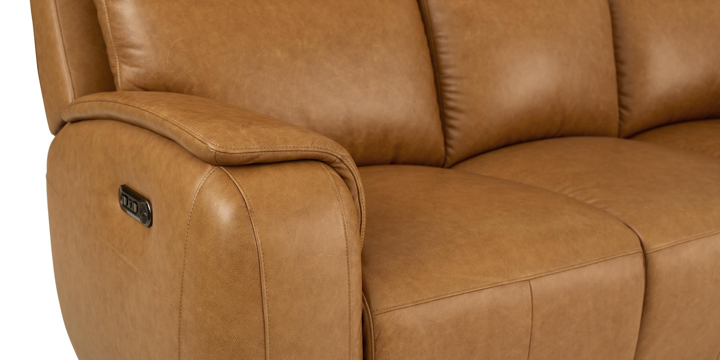 Bassett Club Level Marion Power Leather Motion Sofa