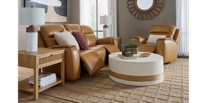 Bassett Club Level Marion Power Leather Motion Sofa