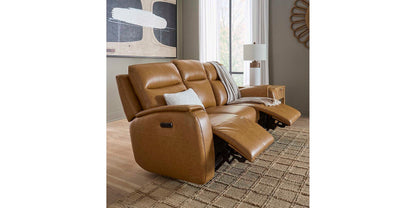 Bassett Club Level Marion Power Leather Motion Sofa