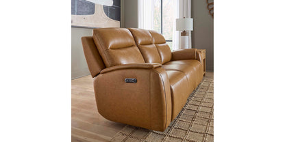 Bassett Club Level Marion Power Leather Motion Sofa