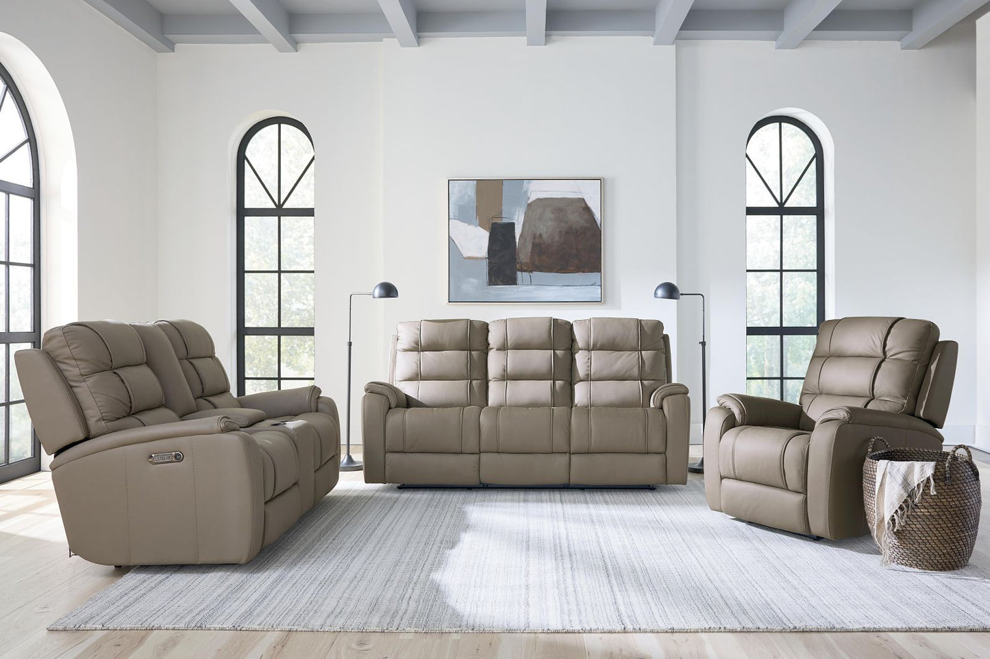Bassett Club Level Wendell Power Motion Sofa in Dust - Chapin Furniture