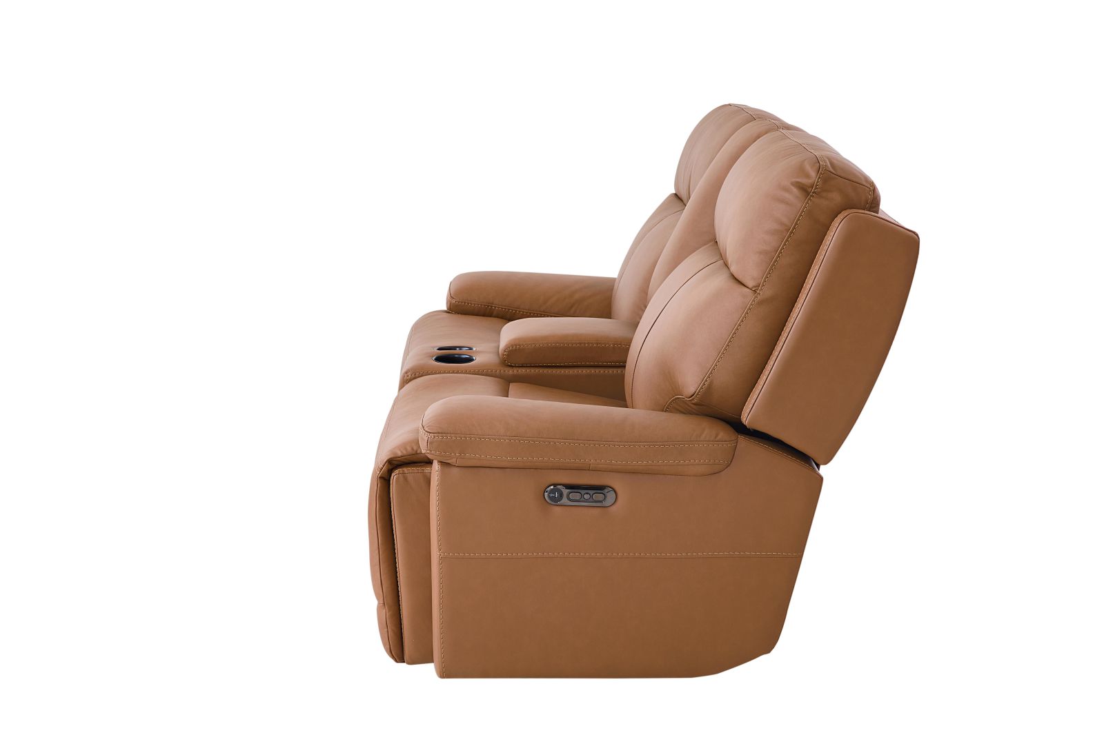 Bassett Club Level Fletcher Power Motion Consoled Loveseat in Antelope - Chapin Furniture