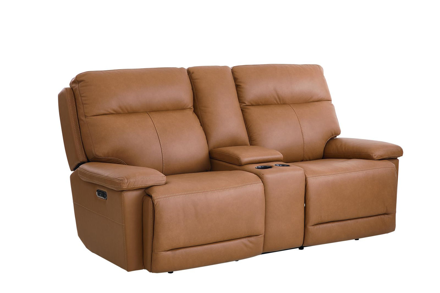Bassett Club Level Fletcher Power Motion Consoled Loveseat in Antelope - Chapin Furniture