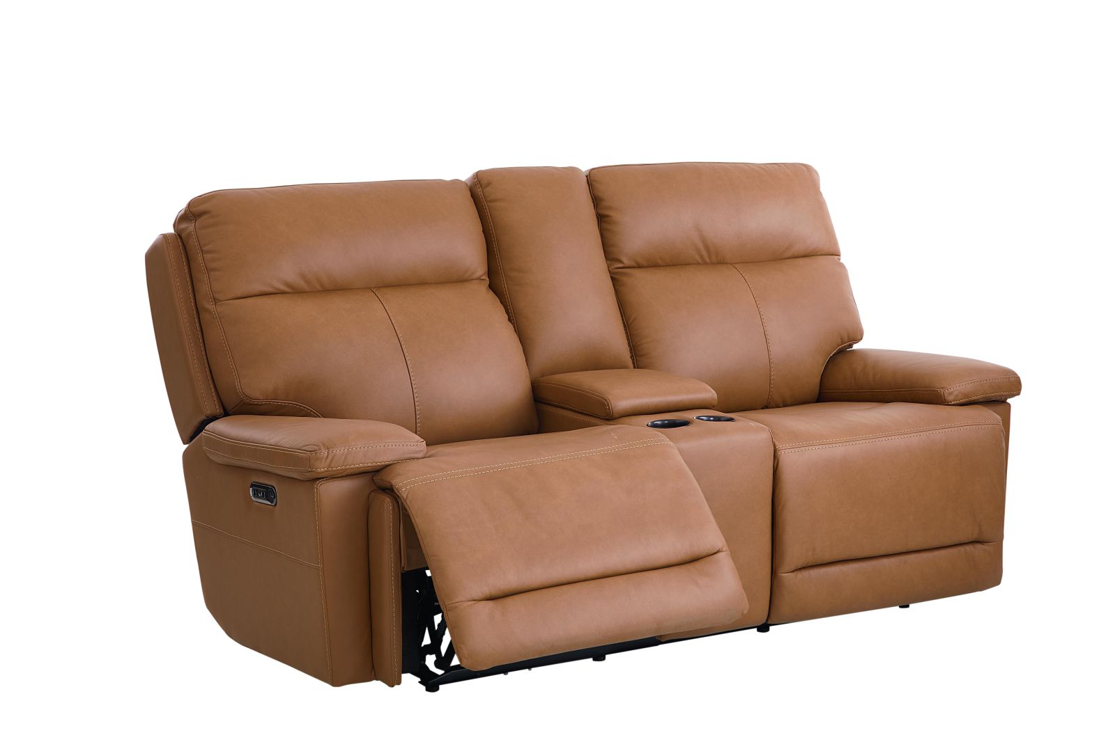 Bassett Club Level Fletcher Power Motion Consoled Loveseat in Antelope - Chapin Furniture