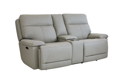 Bassett Club Level Fletcher Power Motion Consoled Loveseat in Gray - Chapin Furniture
