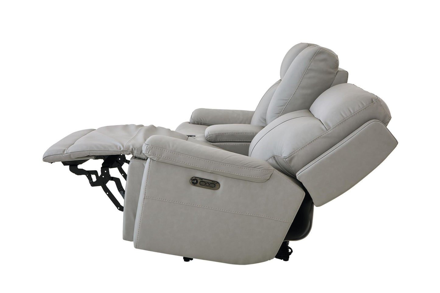 Bassett Club Level Fletcher Power Motion Consoled Loveseat in Gray - Chapin Furniture