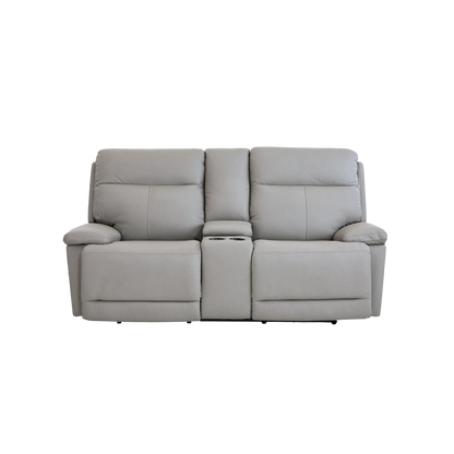 Bassett Club Level Fletcher Power Motion Consoled Loveseat in Gray - Chapin Furniture