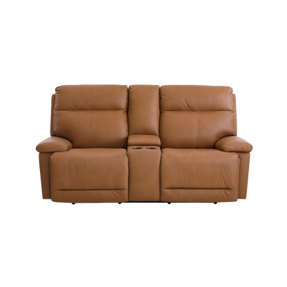 Bassett Club Level Fletcher Power Motion Consoled Loveseat in Antelope - Chapin Furniture