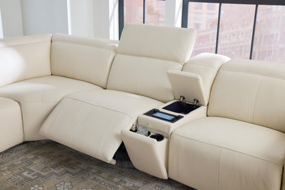 Bassett Club Level Airy Motion Sectional- Linen Leather - Chapin Furniture