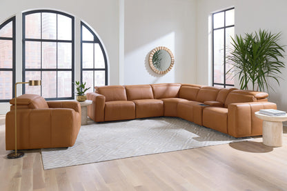 Bassett Club Level Airy Motion Sectional- Antelope Leather - Chapin Furniture