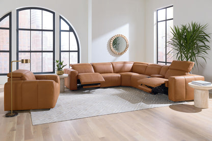 Bassett Club Level Airy Motion Sectional- Antelope Leather - Chapin Furniture