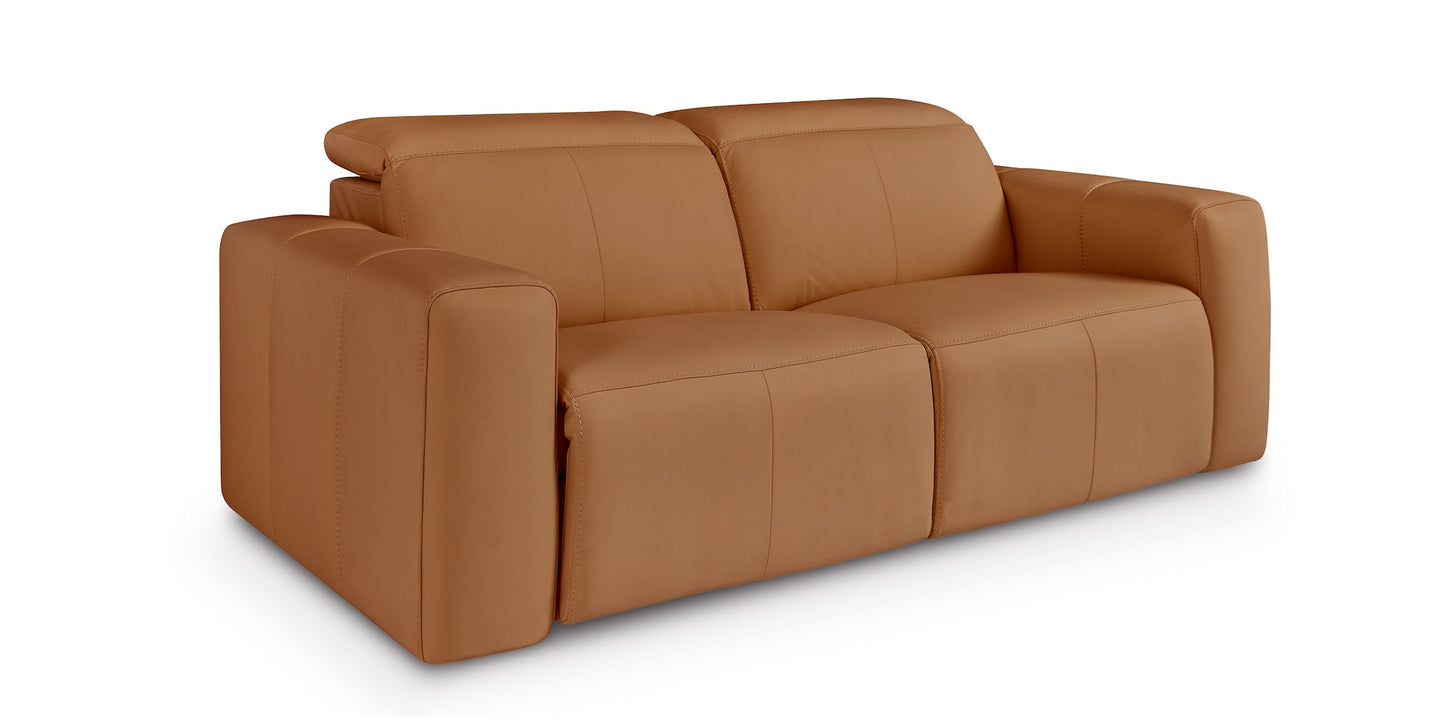 Bassett Club Level Airy Power Leather Motion Loveseat