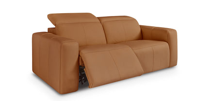 Bassett Club Level Airy Power Leather Motion Loveseat