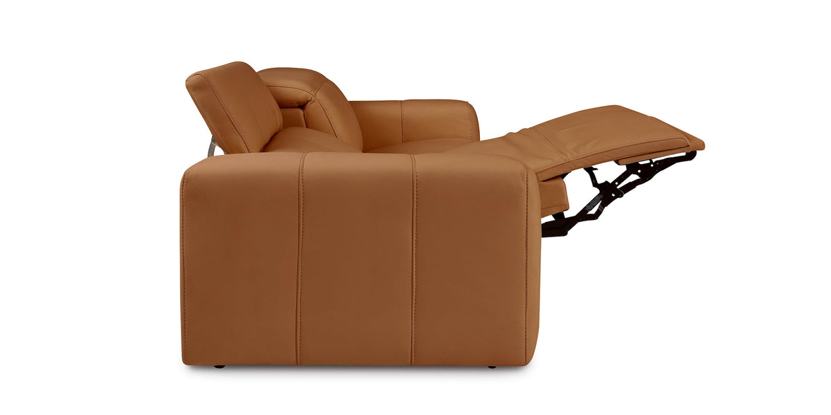Bassett Club Level Airy Power Leather Motion Loveseat
