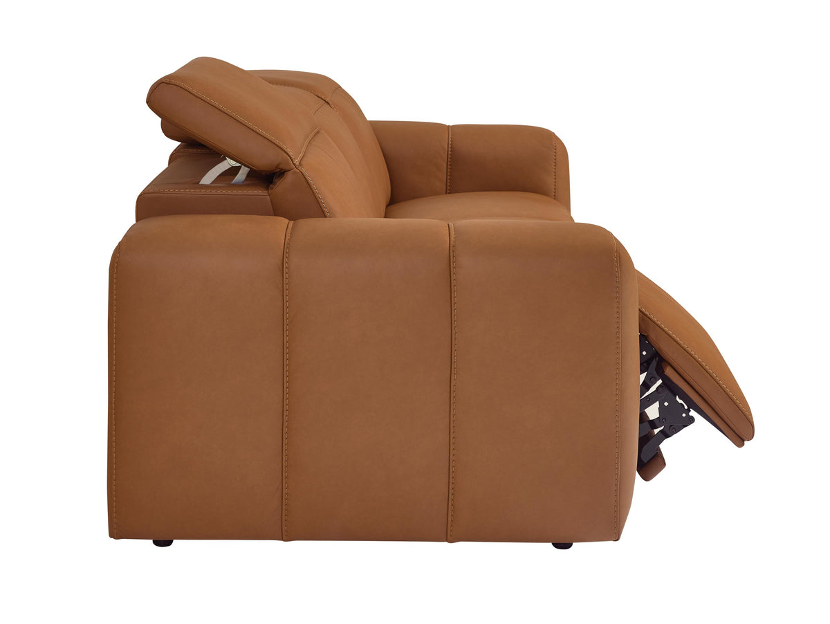 Bassett Club Level Airy Power Leather Motion Sofa