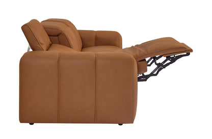 Bassett Club Level Airy Power Leather Motion Sofa