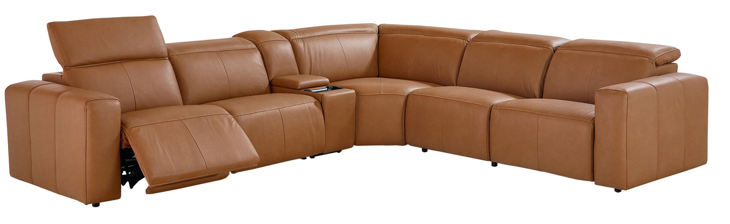 Bassett Club Level Airy Motion Sectional- Antelope Leather - Chapin Furniture