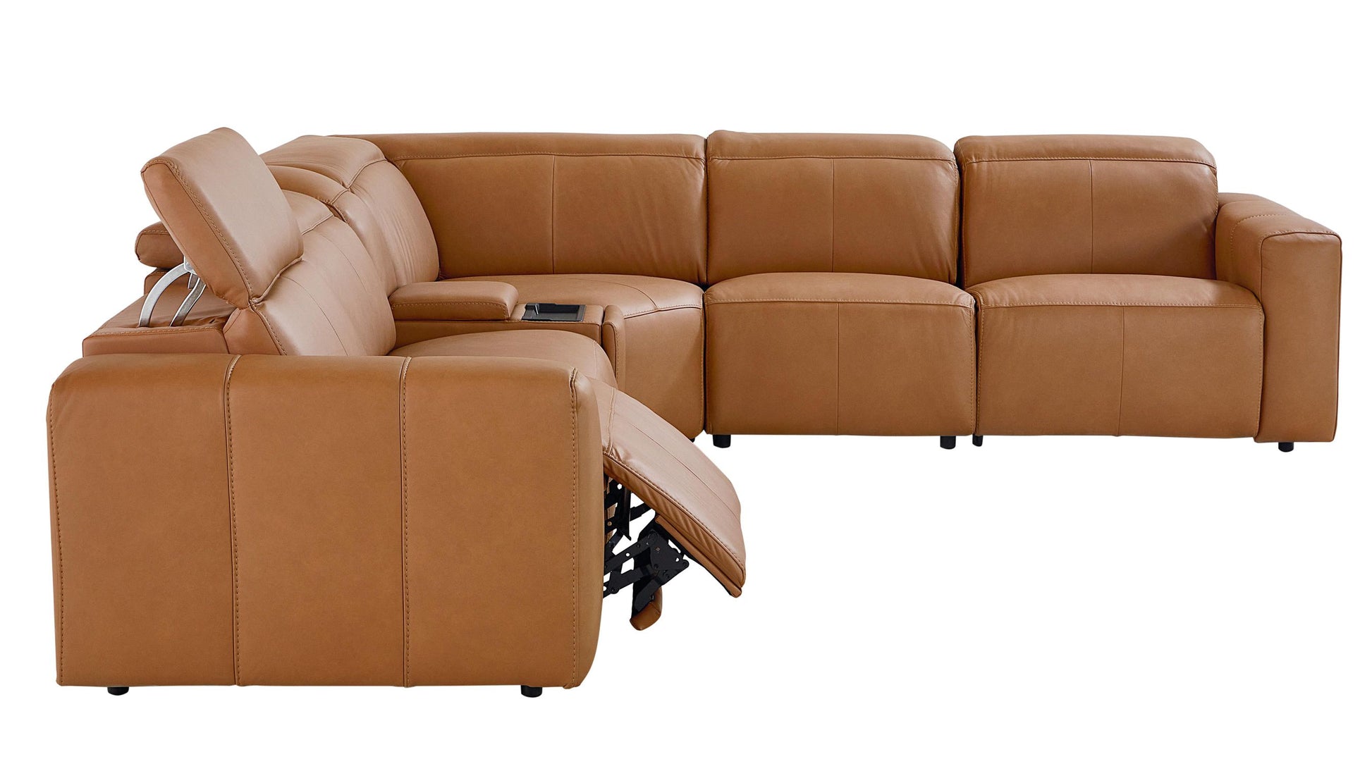 Bassett Club Level Airy Motion Sectional- Antelope Leather - Chapin Furniture