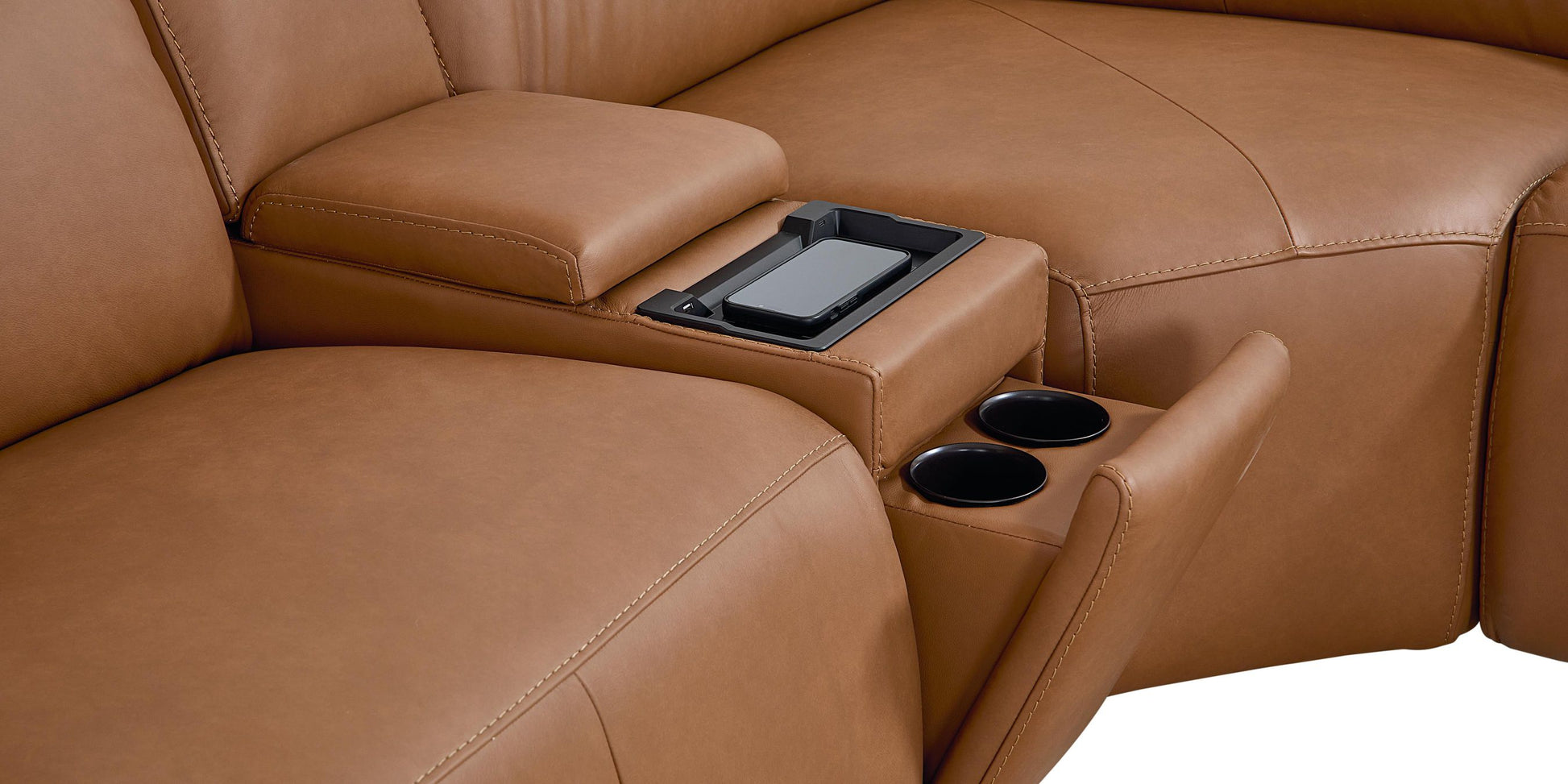 Bassett Club Level Airy Motion Sectional- Antelope Leather - Chapin Furniture