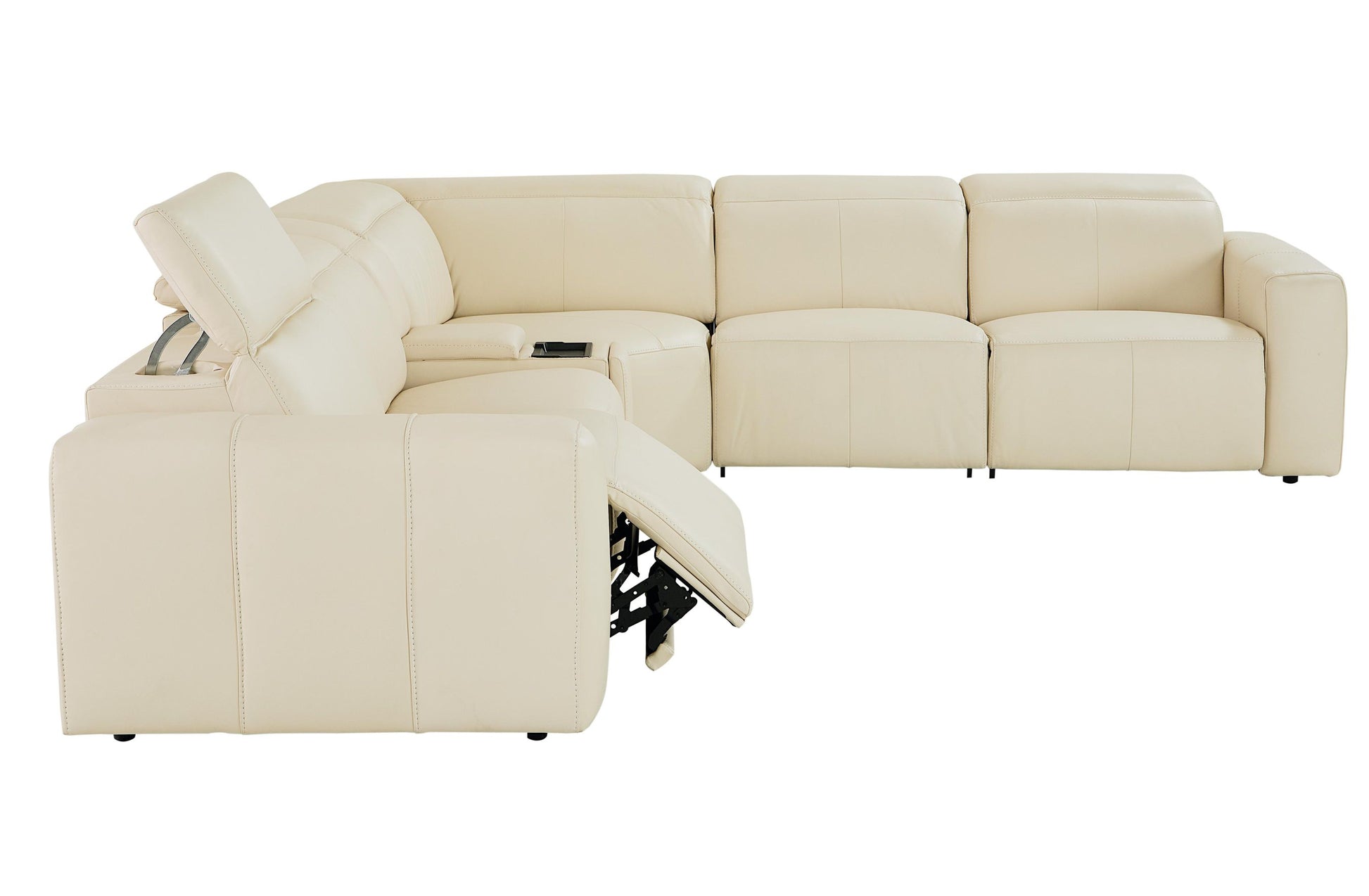 Bassett Club Level Airy Motion Sectional- Linen Leather - Chapin Furniture