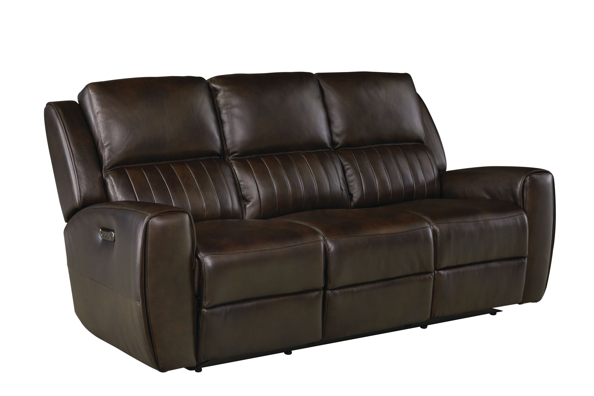Bassett Club Level Aberdeen Power Motion Sofa in Walnut Leather - Chapin Furniture