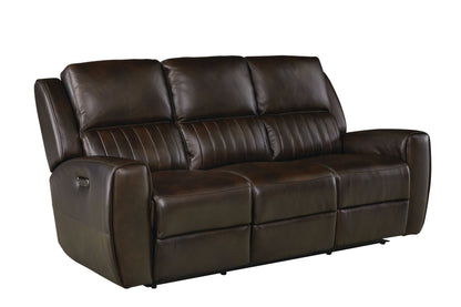 Bassett Club Level Aberdeen Power Motion Sofa in Walnut Leather - Chapin Furniture
