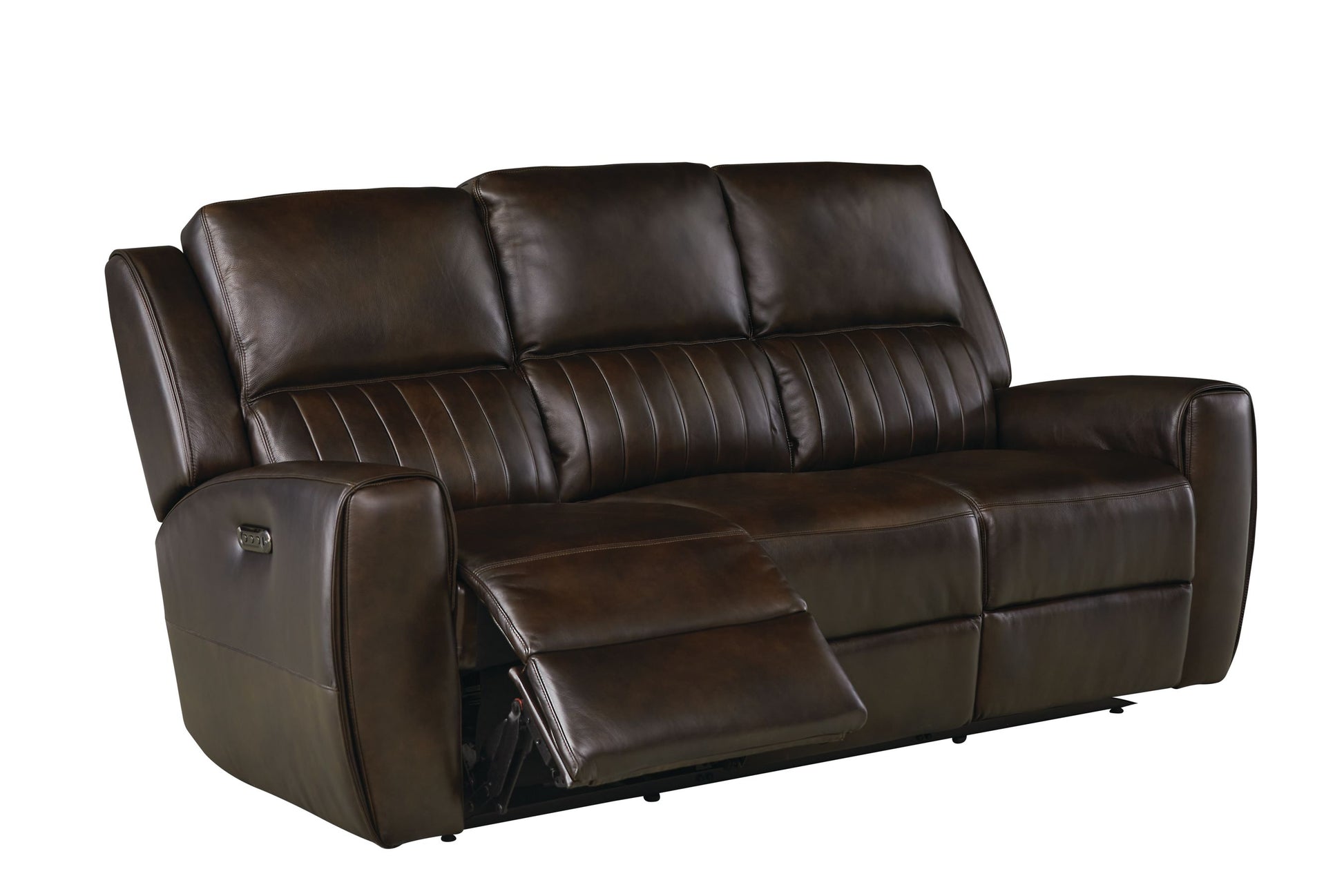 Bassett Club Level Aberdeen Power Motion Sofa in Walnut Leather - Chapin Furniture