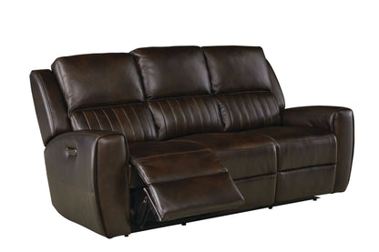 Bassett Club Level Aberdeen Power Motion Sofa in Walnut Leather - Chapin Furniture