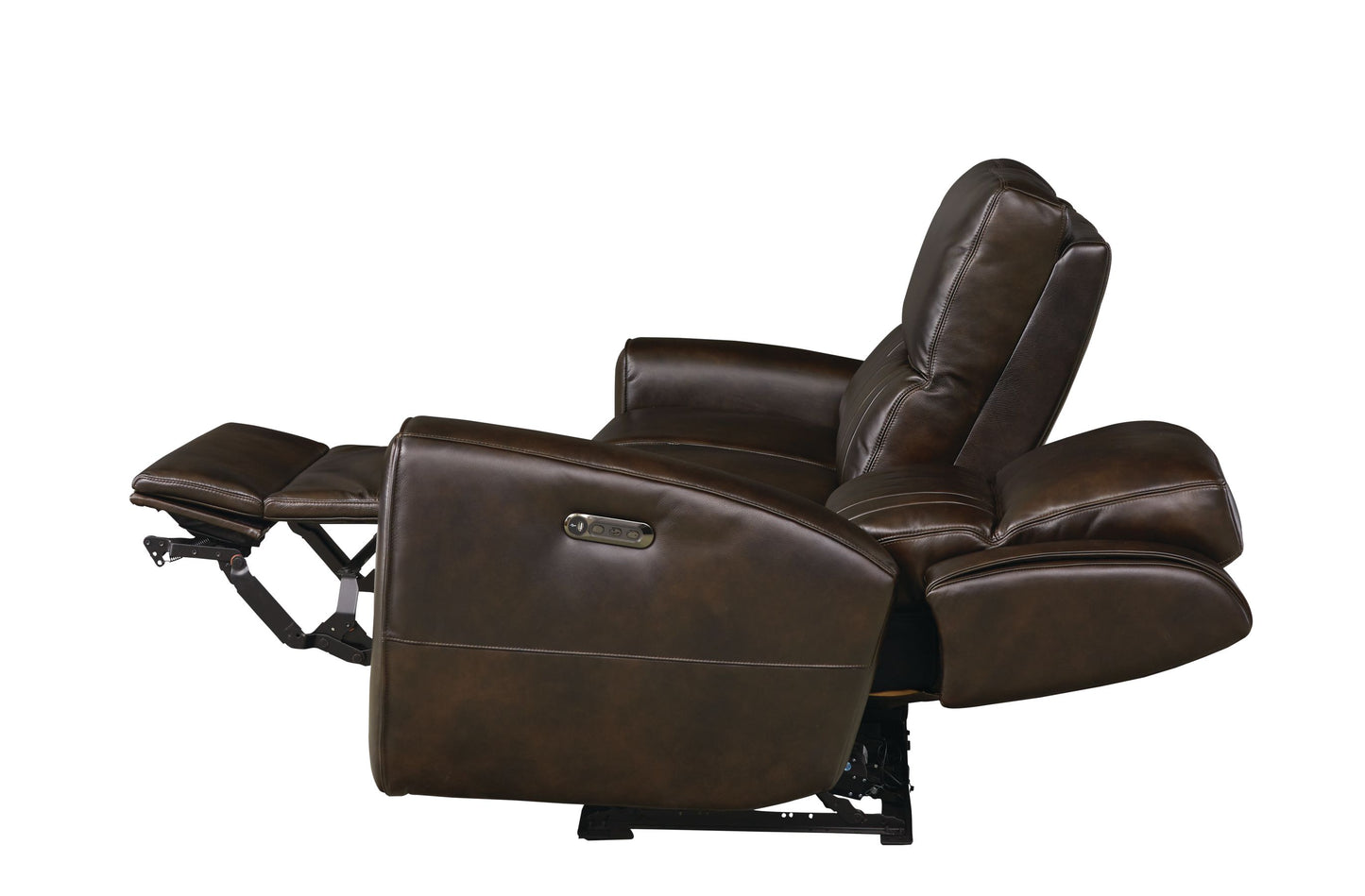 Bassett Club Level Aberdeen Power Motion Sofa in Walnut Leather - Chapin Furniture