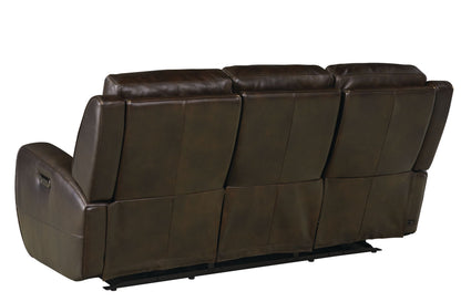 Bassett Club Level Aberdeen Power Motion Sofa in Walnut Leather - Chapin Furniture