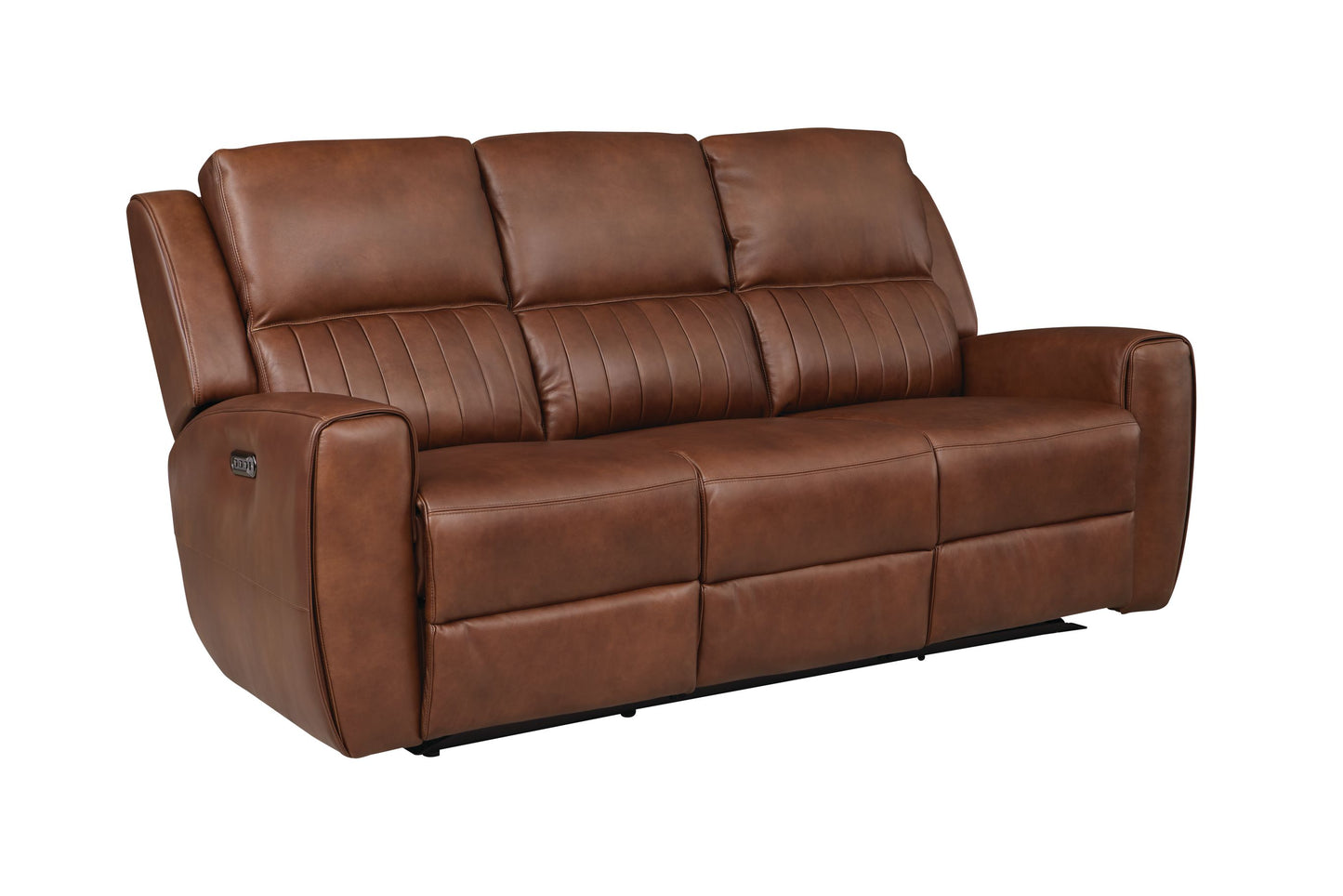 Bassett Club Level Aberdeen Power Motion Sofa in Chestnut Leather - Chapin Furniture