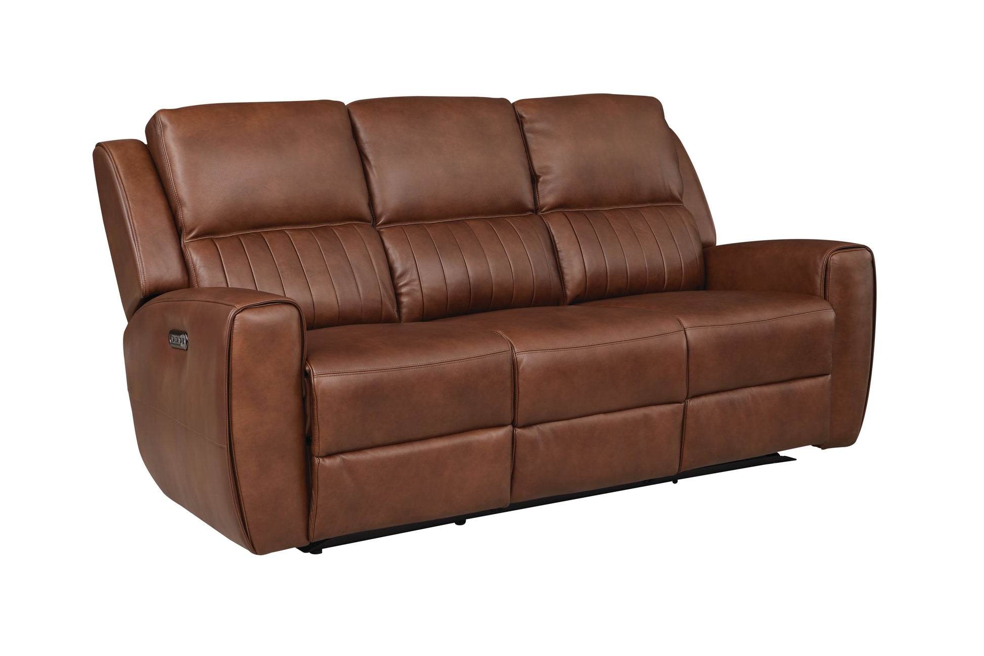 Bassett Club Level Aberdeen Power Motion Sofa in Chestnut Leather - Chapin Furniture