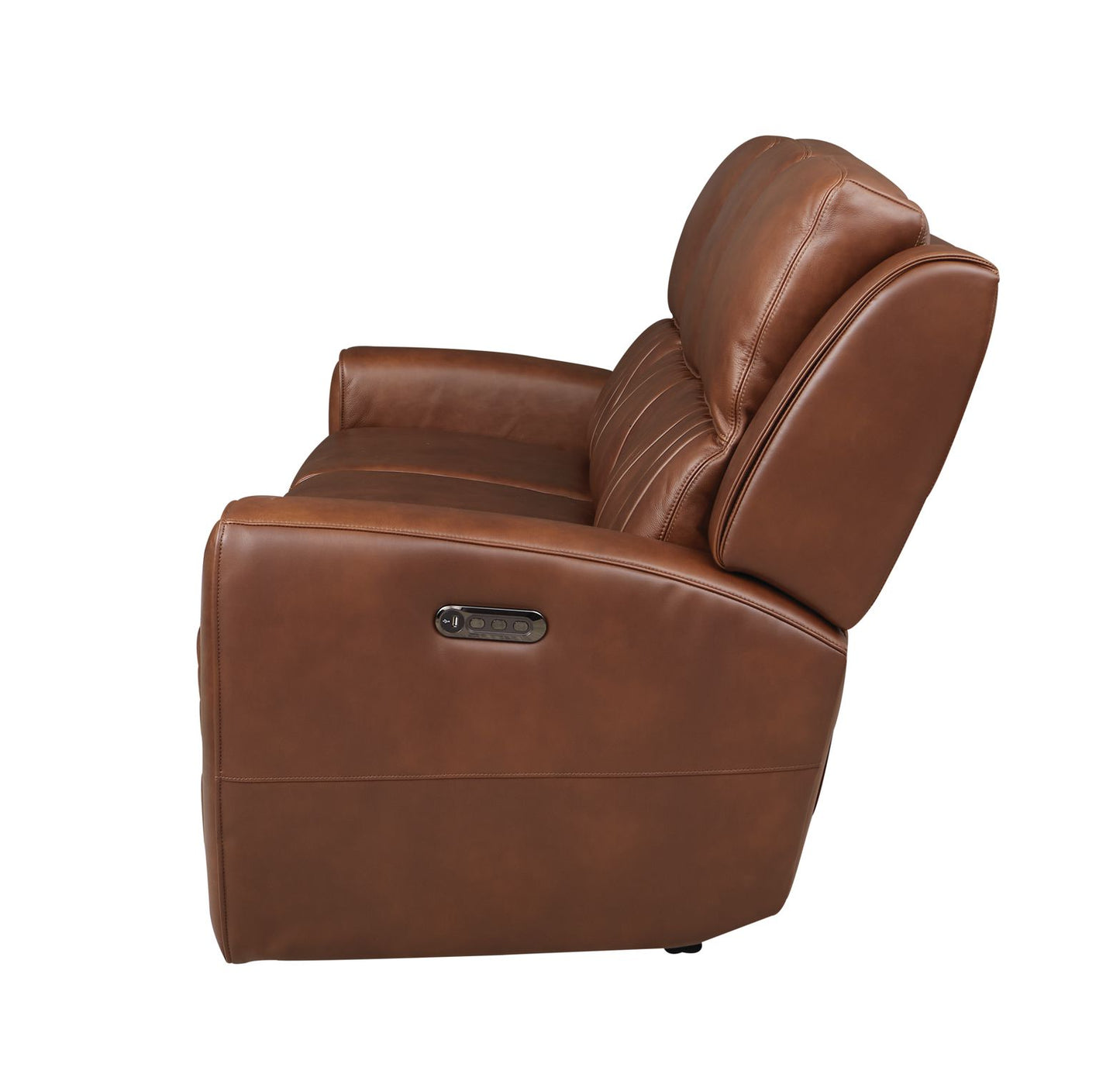 Bassett Club Level Aberdeen Power Motion Sofa in Chestnut Leather - Chapin Furniture