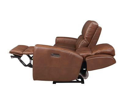 Bassett Club Level Aberdeen Power Motion Sofa in Chestnut Leather - Chapin Furniture