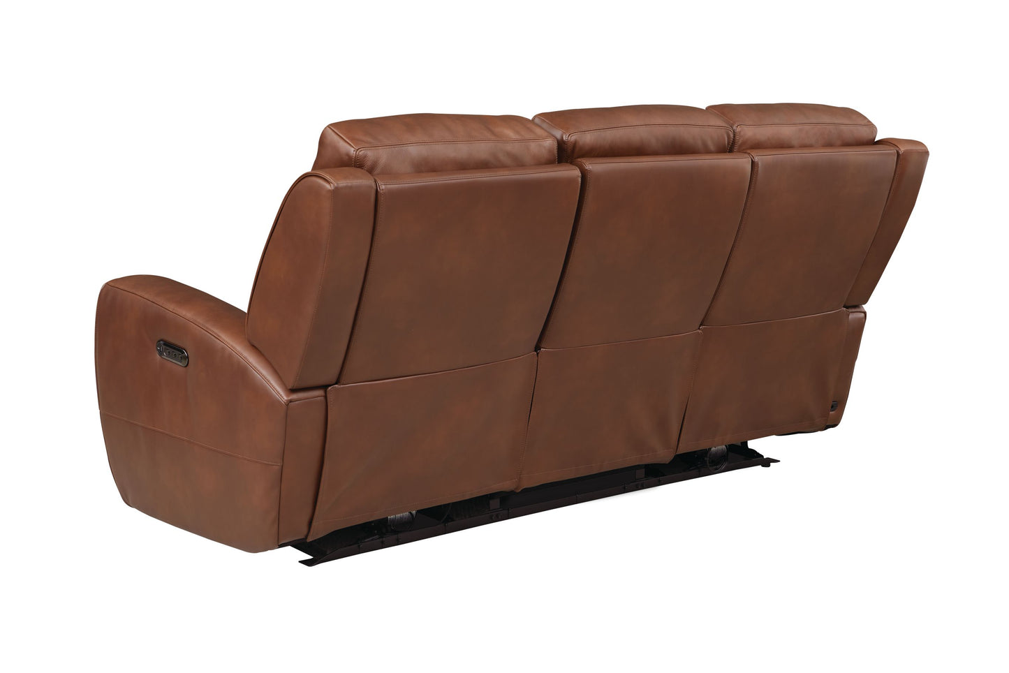 Bassett Club Level Aberdeen Power Motion Sofa in Chestnut Leather - Chapin Furniture