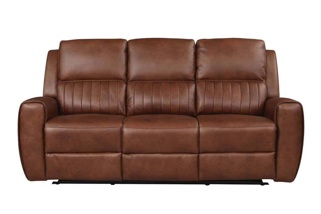 Bassett Club Level Aberdeen Power Motion Sofa in Chestnut Leather - Chapin Furniture