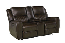 Bassett Club Level Aberdeen Power Motion Consoled Loveseat in Walnut Leather - Chapin Furniture