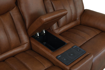 Bassett Club Level Benson Power Motion Consoled Loveseat - Chapin Furniture