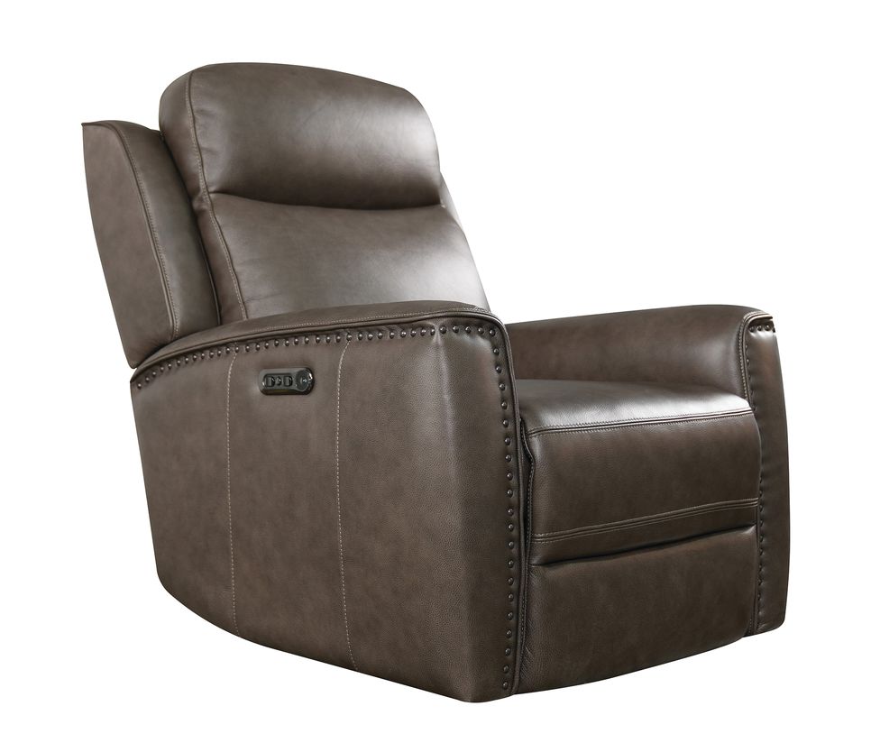 Bassett Club Level Douglas Power Motion Wallsaver Recliner in Sable Leather - Chapin Furniture