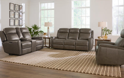 Bassett Club Level Douglas Power Motion Sofa in Sable Leather - Chapin Furniture