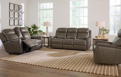 Bassett Club Level Douglas Power Motion Consoled Loveseat in Sable Leather - Chapin Furniture