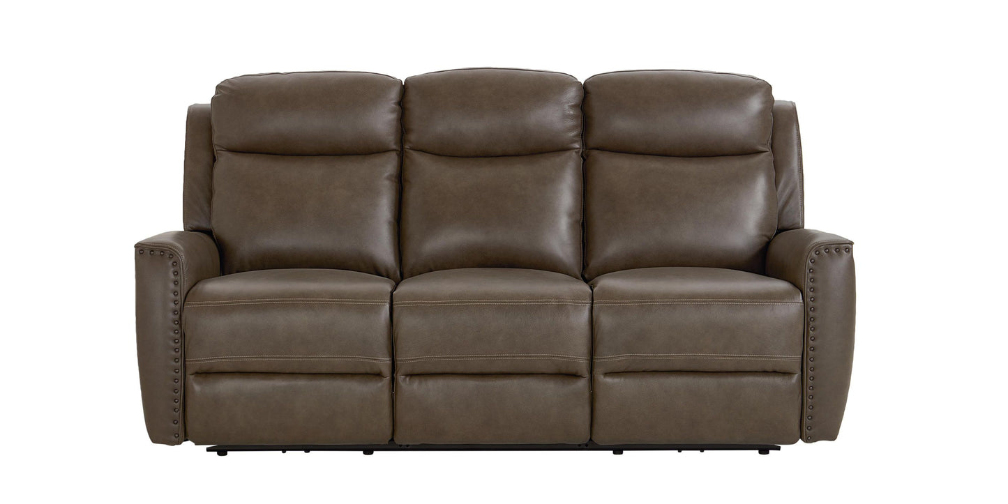 Bassett Club Level Douglas Power Motion Sofa in Sable Leather - Chapin Furniture