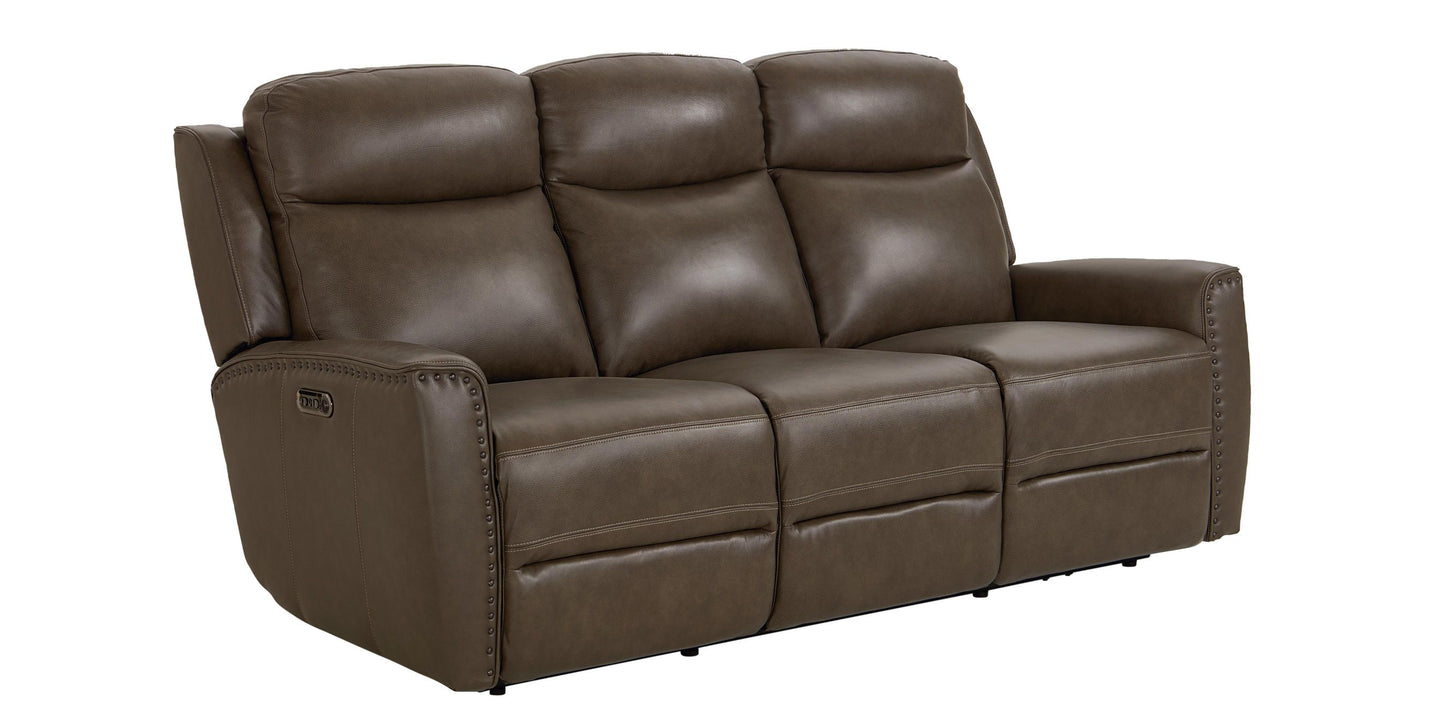 Bassett Club Level Douglas Power Motion Sofa in Sable Leather - Chapin Furniture