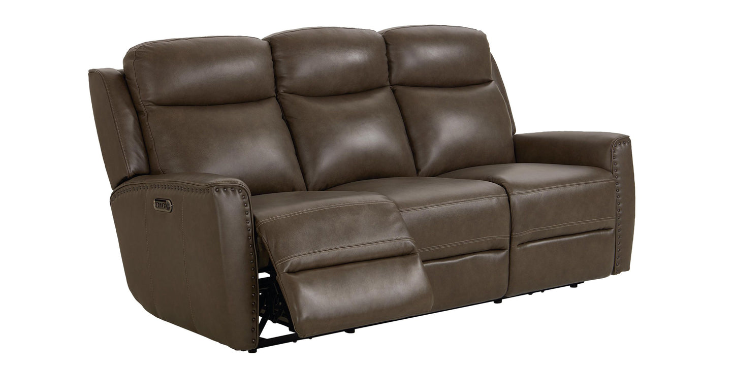 Bassett Club Level Douglas Power Motion Sofa in Sable Leather - Chapin Furniture